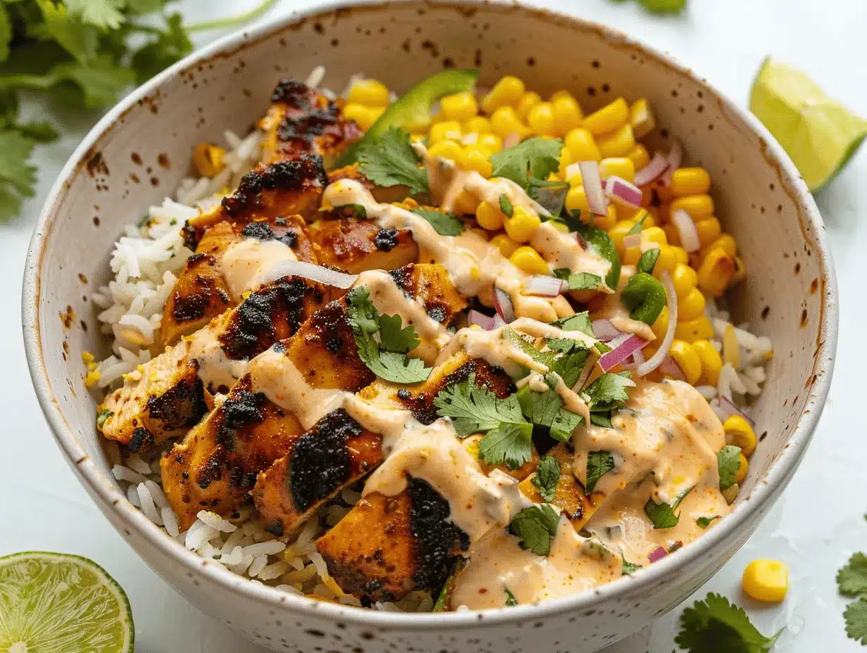 chipotle ranch street corn chicken rice bowl preparation steps