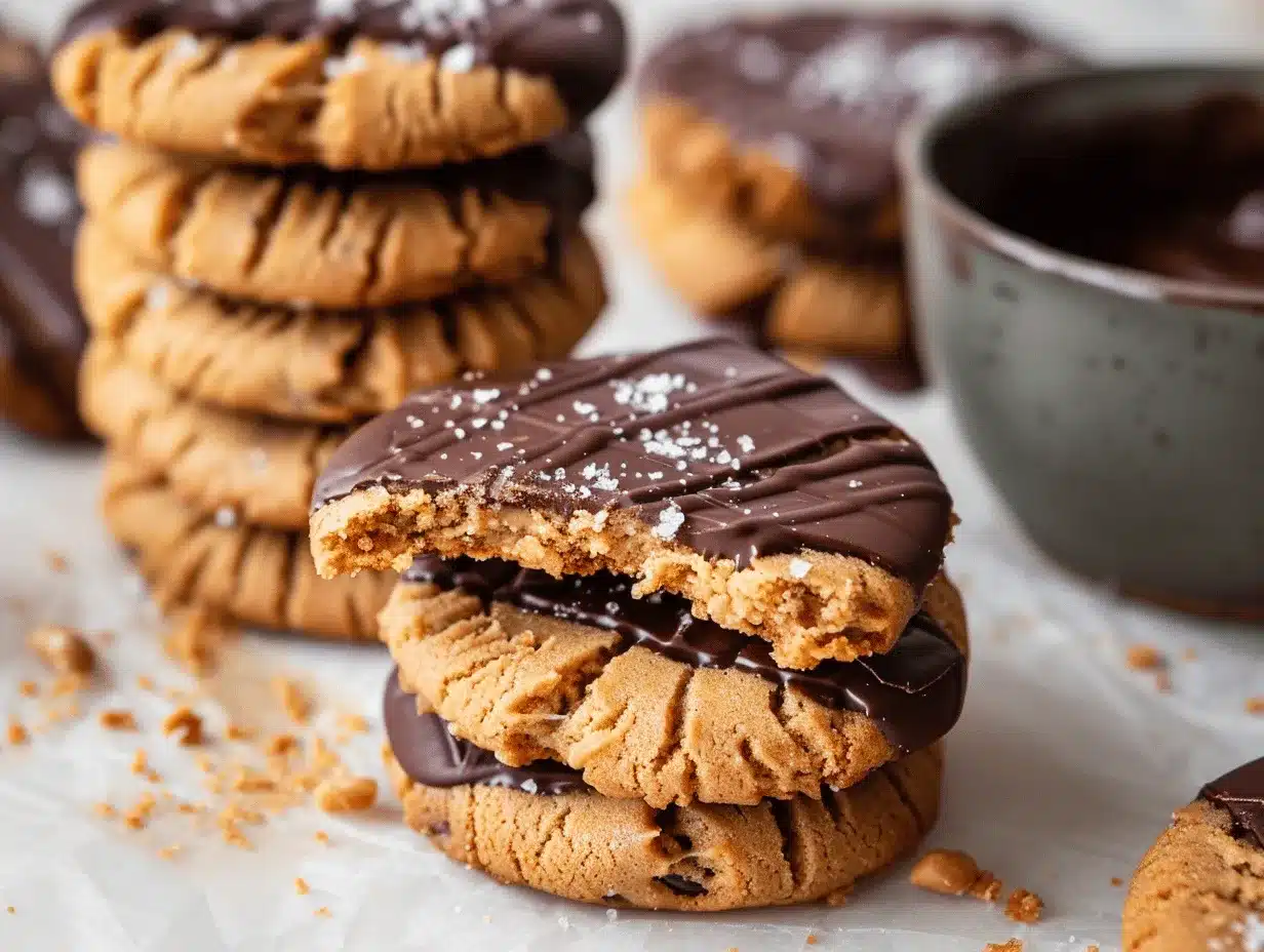 chocolate dipped peanut butter cookies preparation steps