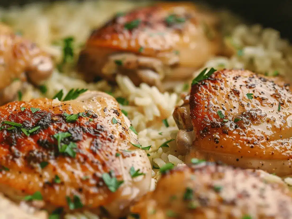 creamy garlic parmesan chicken and rice preparation steps