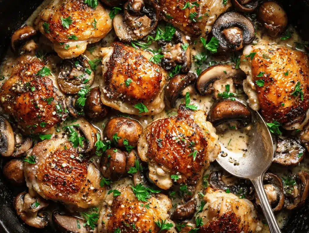 creamy garlic Parmesan chicken thighs - featured image