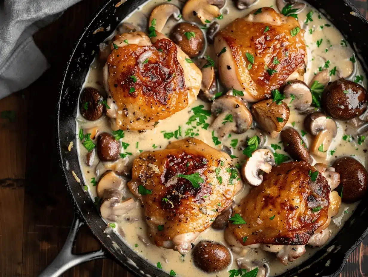 creamy garlic Parmesan chicken thighs preparation steps