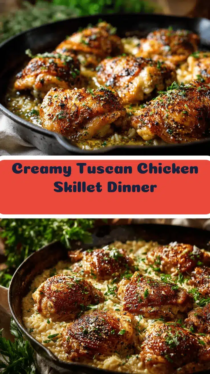 Creamy Tuscan chicken and parmesan rice skillet recipe