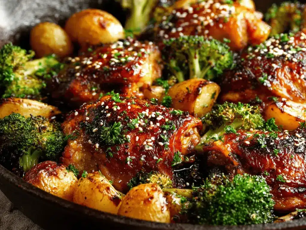 crispy honey garlic chicken thighs - featured image