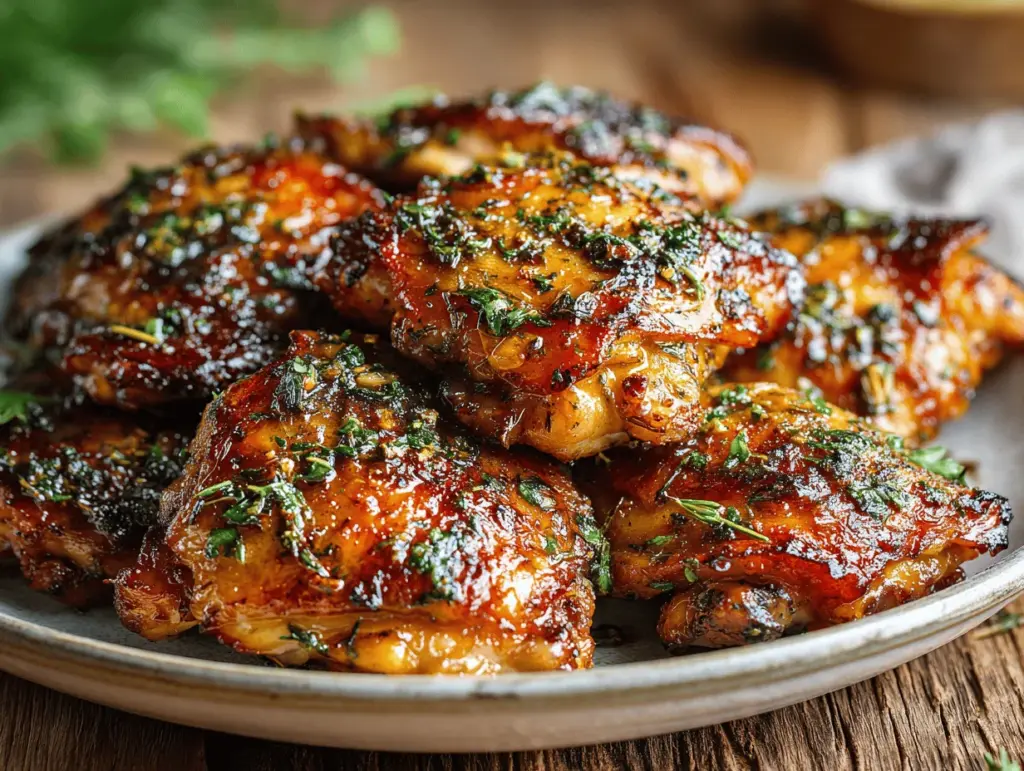 honey garlic baked chicken thighs - featured image