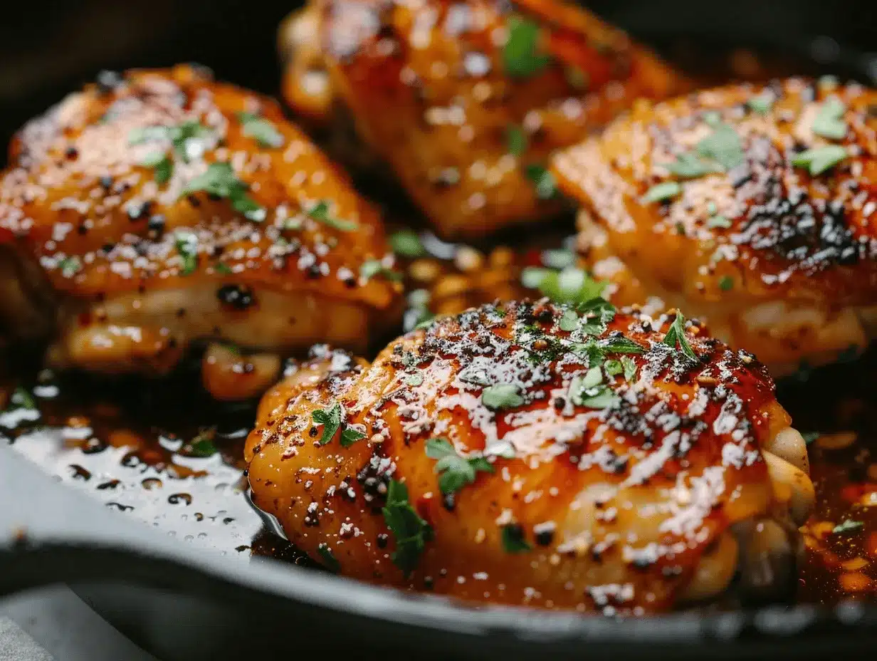 honey garlic butter skillet chicken thighs preparation steps