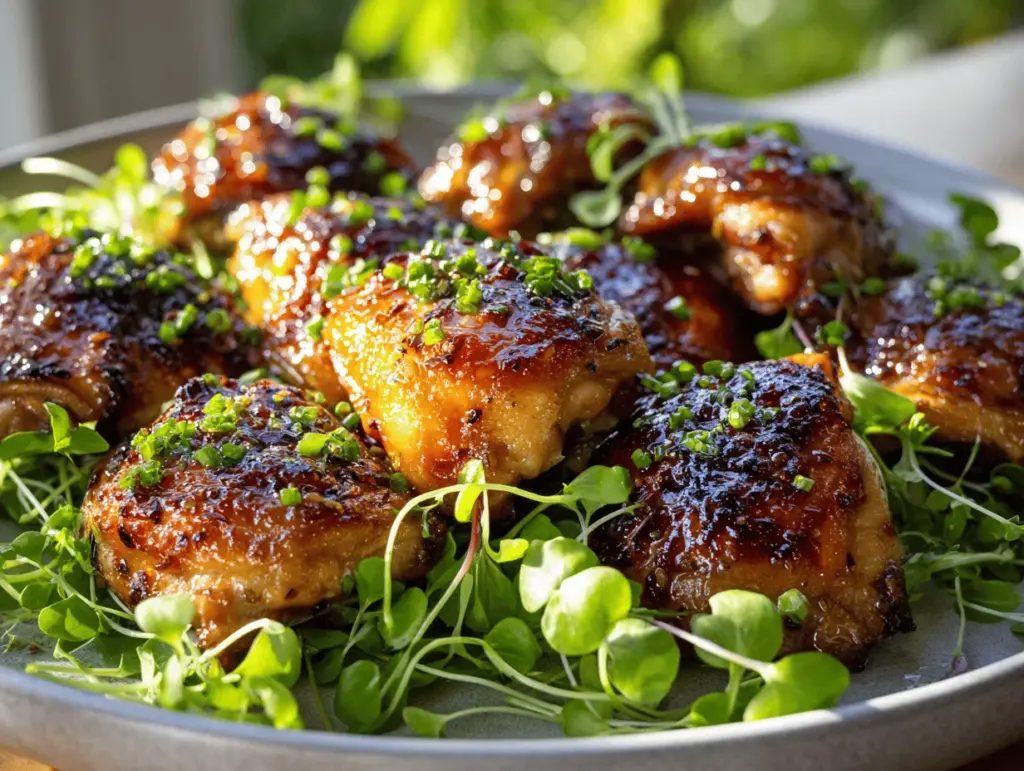 honey garlic ranch baked chicken thighs - featured image