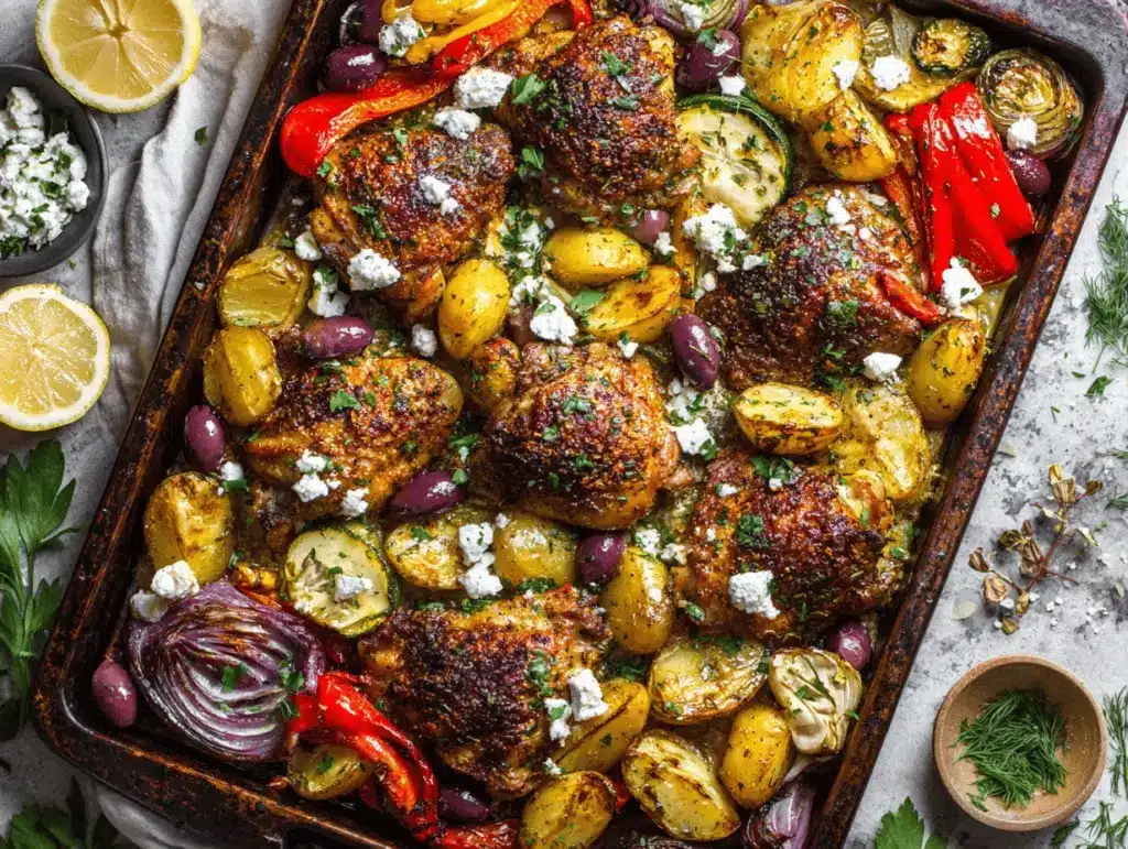 Mediterranean sheet pan chicken - featured image