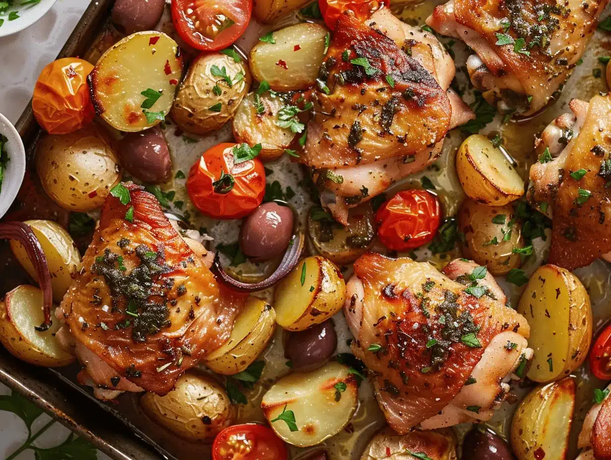 Mediterranean sheet pan chicken preparation steps