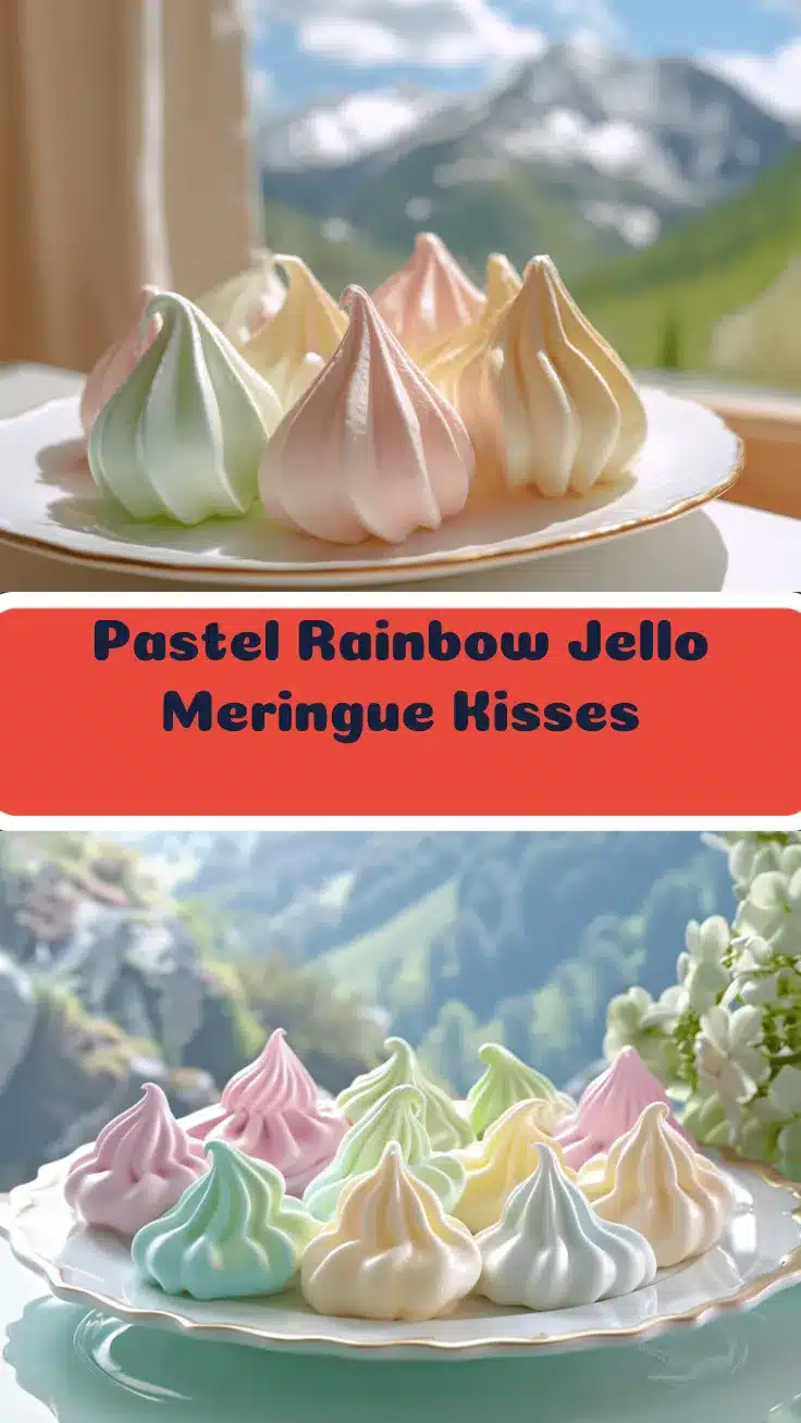 rainbow jello meringue kisses recipe