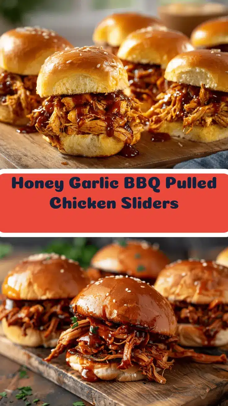 slow cooker honey garlic BBQ pulled chicken sliders recipe