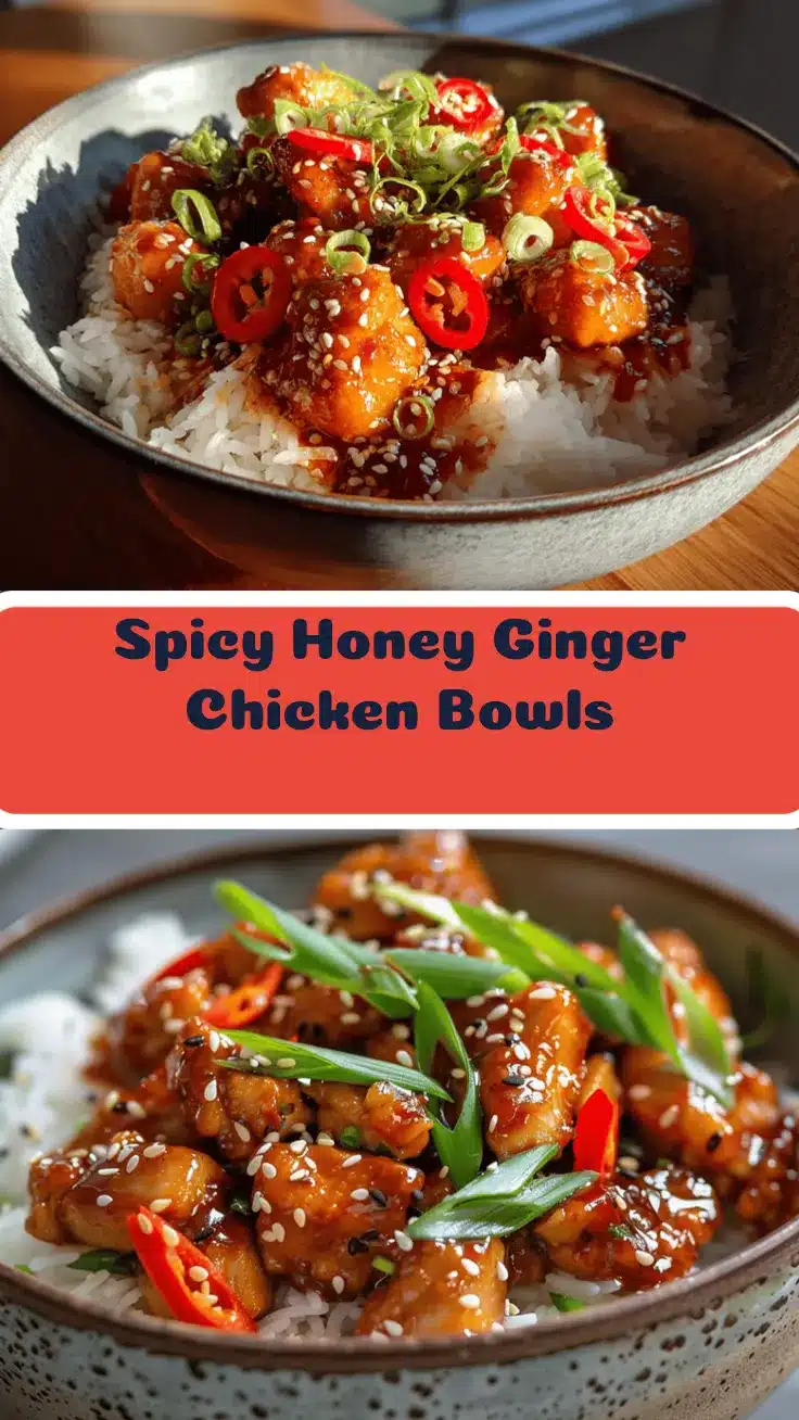 spicy honey ginger chicken bowls recipe