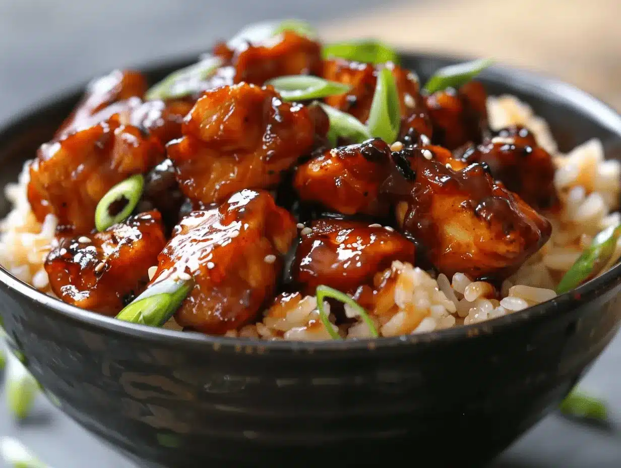 sticky honey BBQ chicken and cheddar rice bowls preparation steps