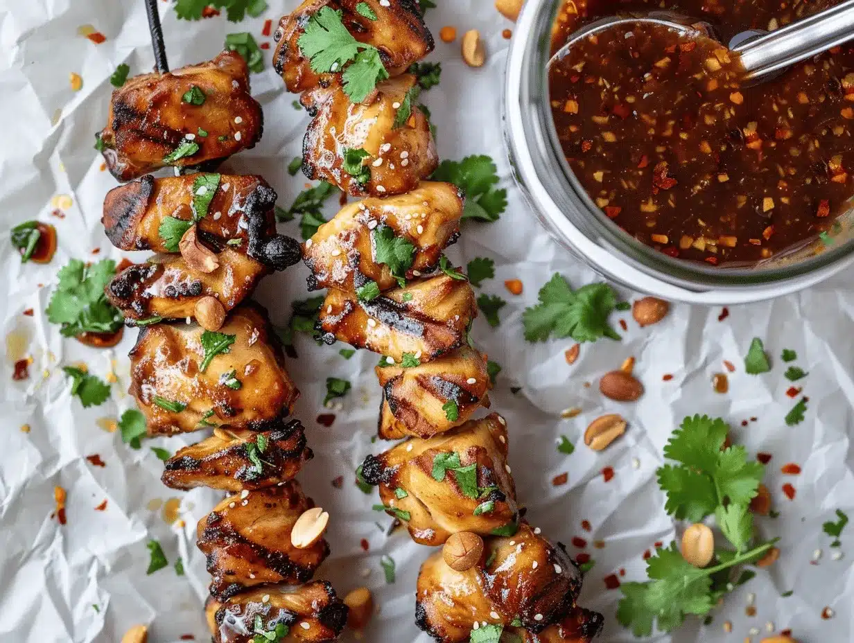 sticky honey garlic chicken skewers preparation steps