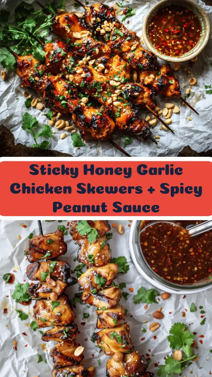 sticky honey garlic chicken skewers recipe