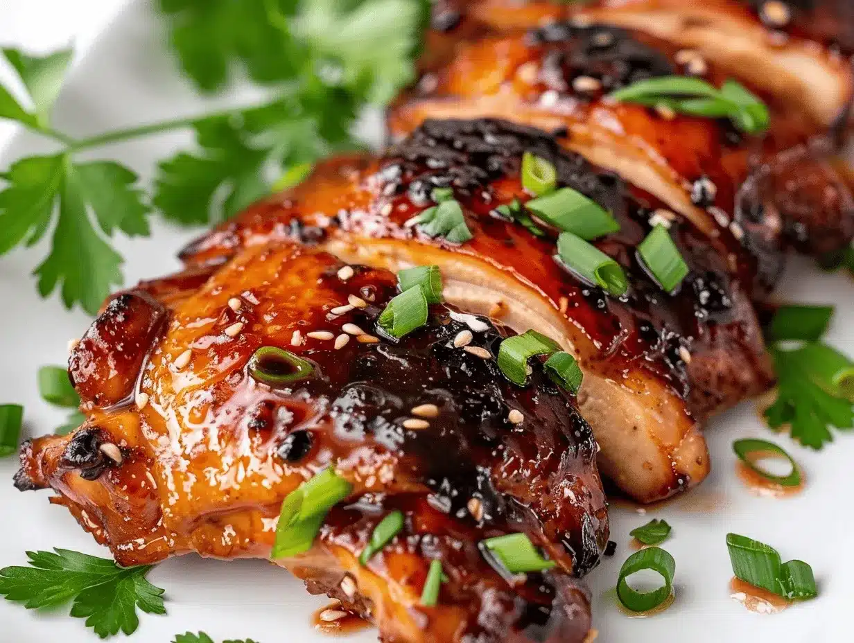 sticky honey garlic miso chicken thighs preparation steps