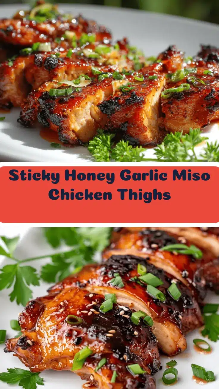 sticky honey garlic miso chicken thighs recipe