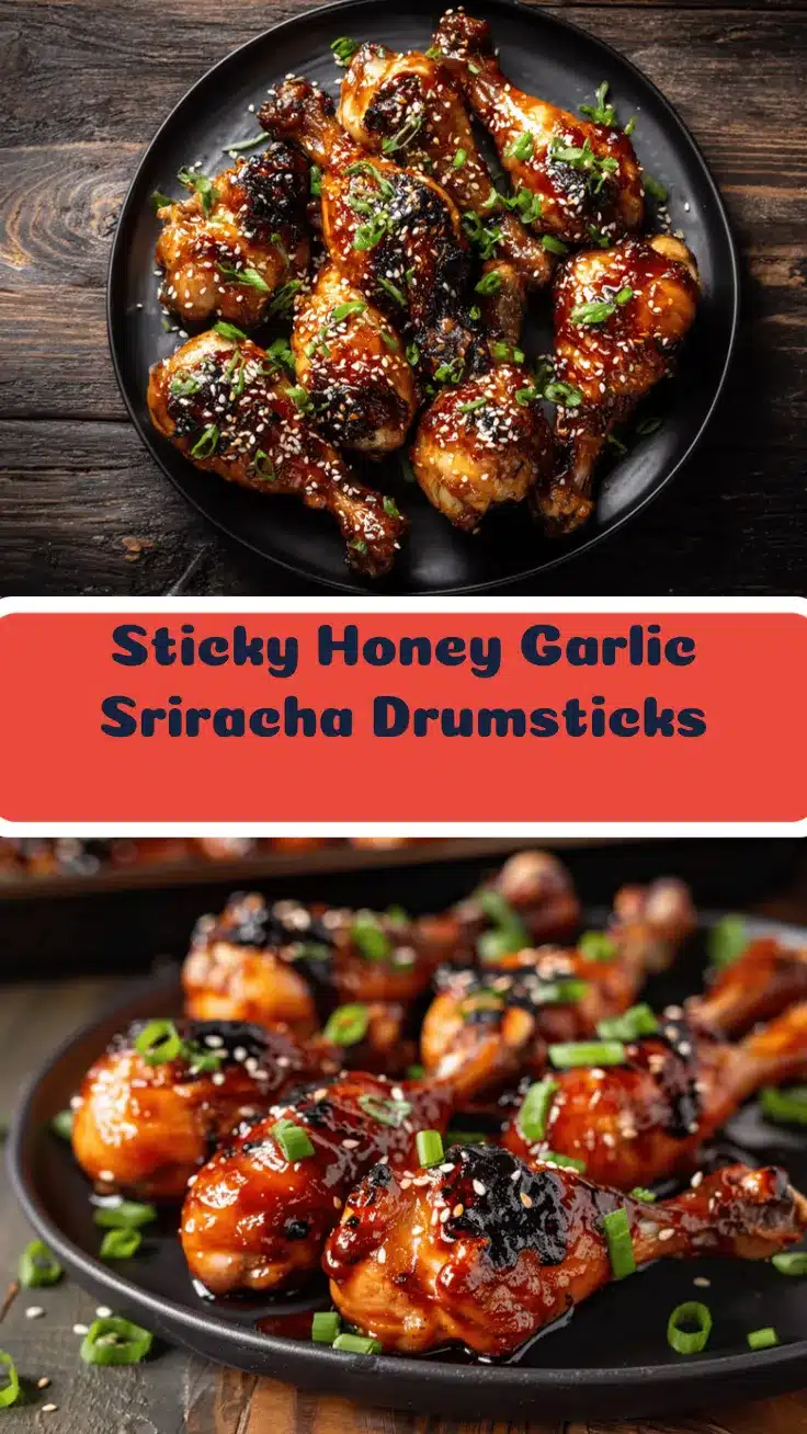 sticky honey garlic sriracha drumsticks recipe