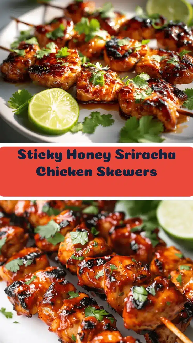sticky honey sriracha chicken skewers recipe