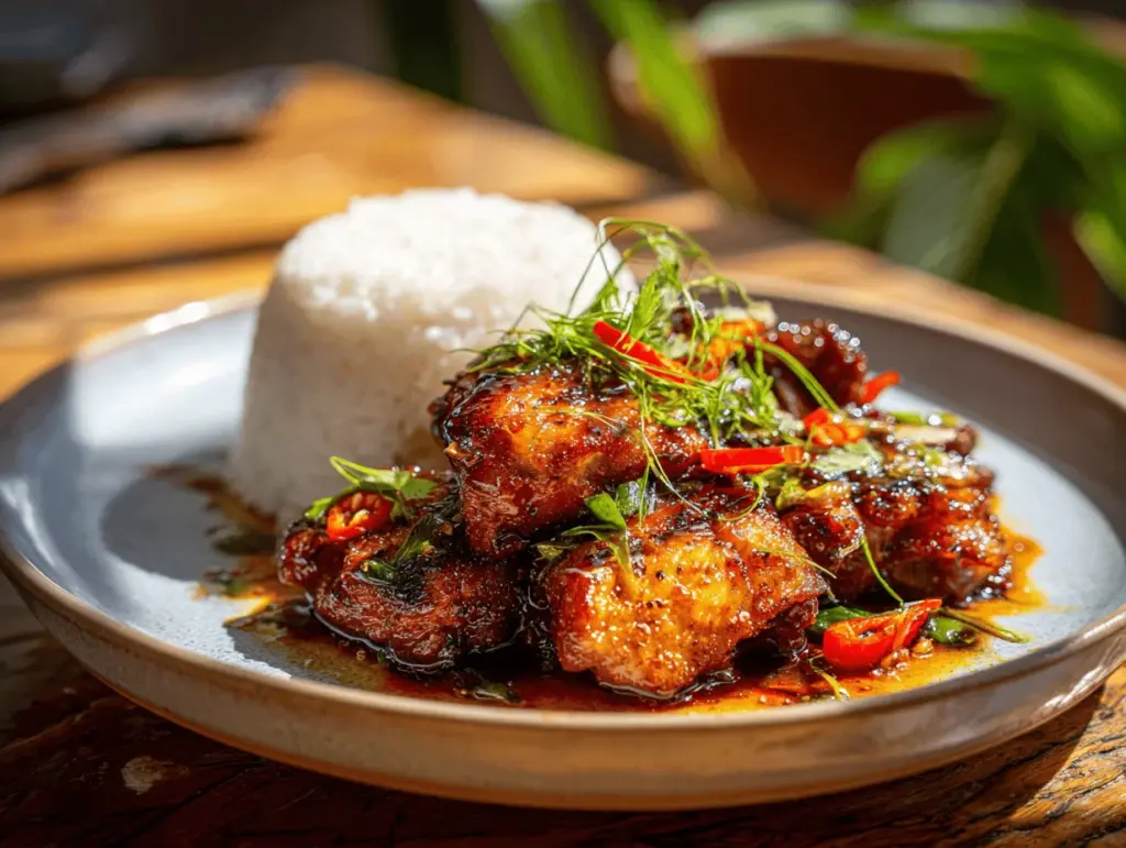 sticky Korean soy garlic chicken thighs - featured image