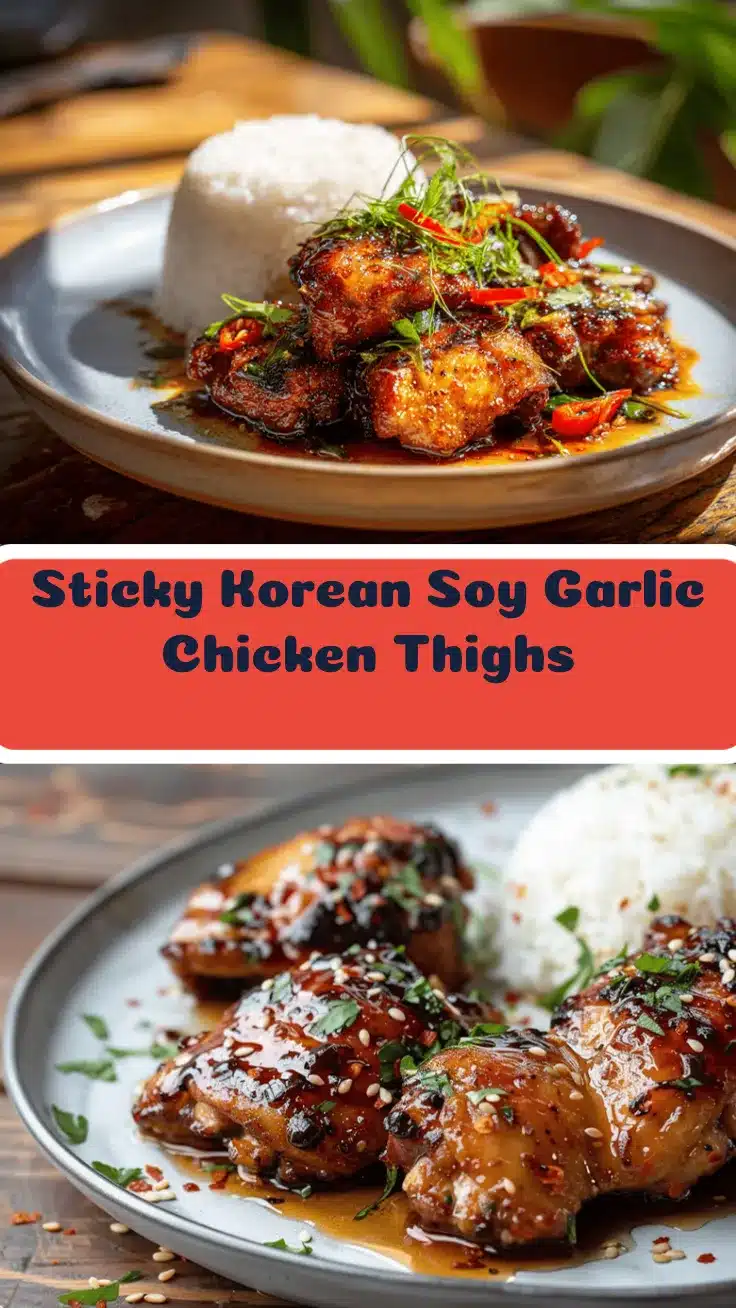 sticky Korean soy garlic chicken thighs recipe