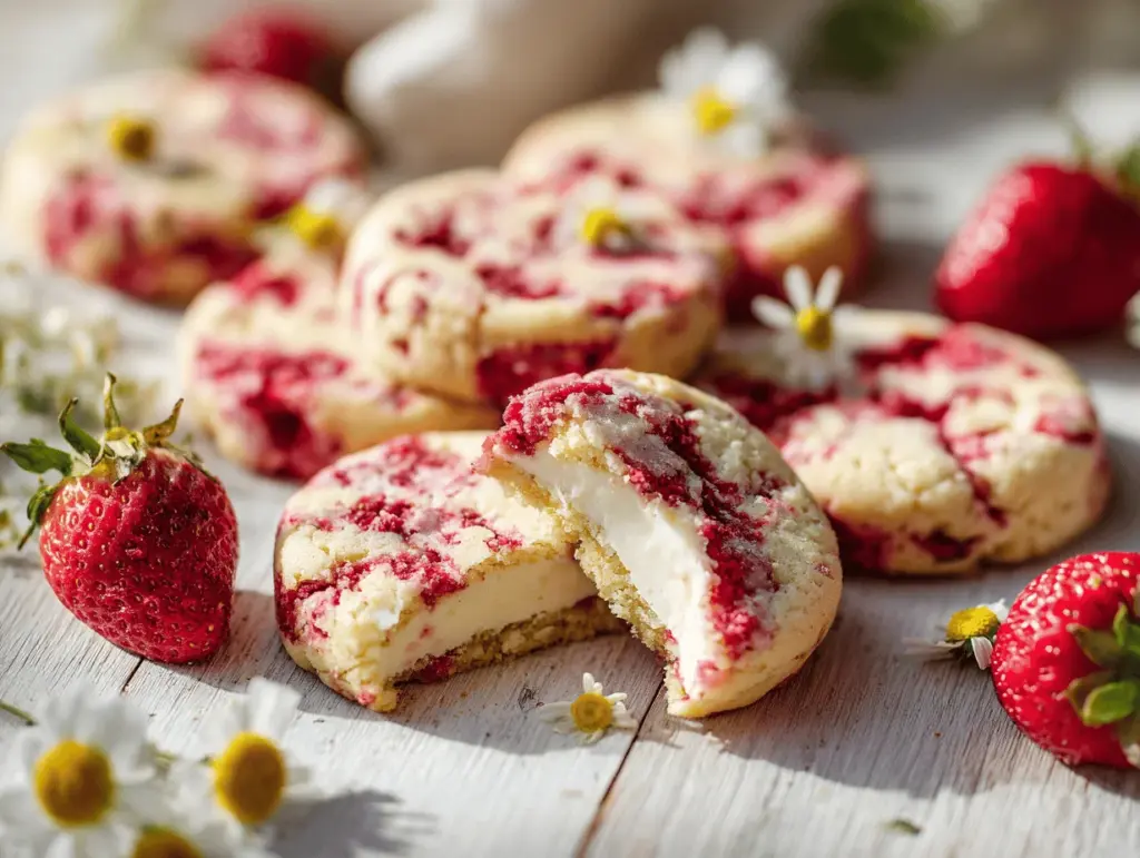 strawberry cheesecake cookies - featured image
