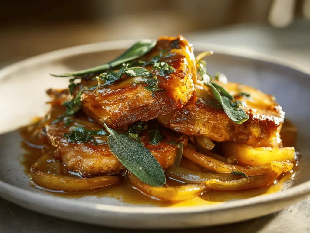 apple cider braised pork chops - featured image