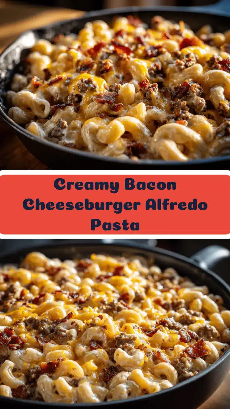bacon cheeseburger Alfredo pasta recipe
