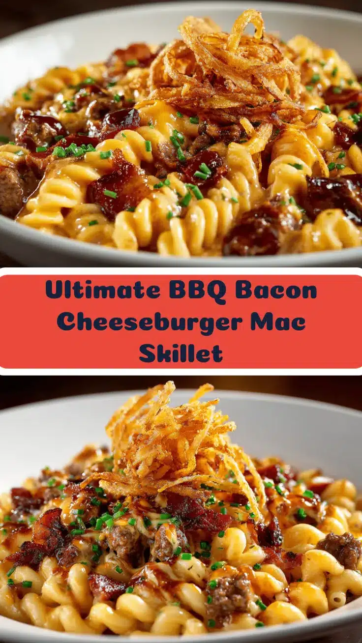 BBQ bacon cheeseburger mac skillet recipe