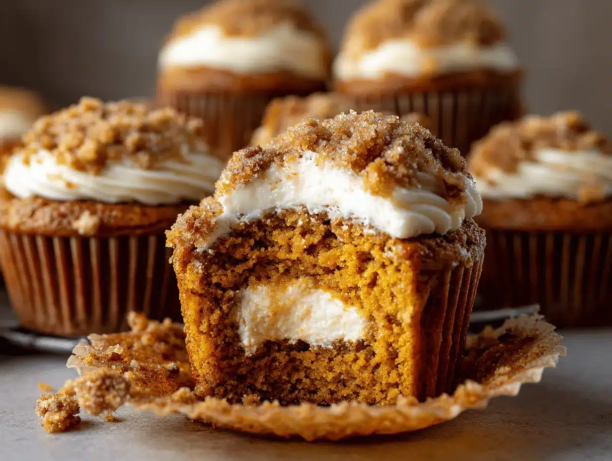 Bourbon Vanilla Pumpkin Cream Cheese Muffins preparation steps