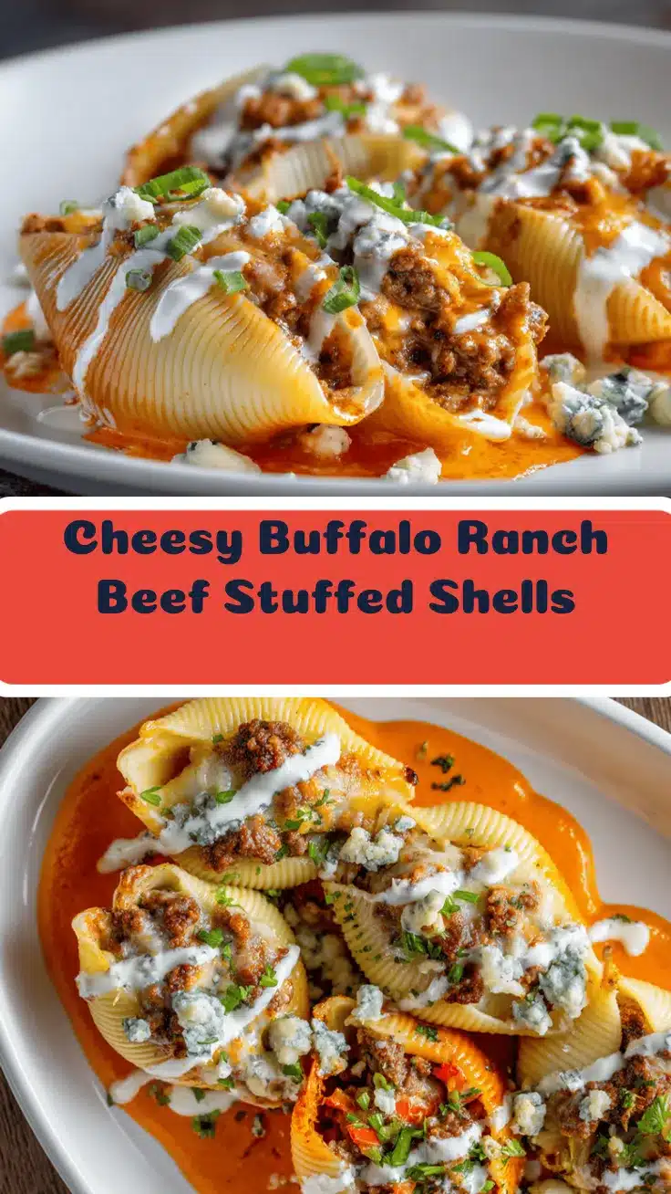 Buffalo Ranch Beef Stuffed Shells recipe