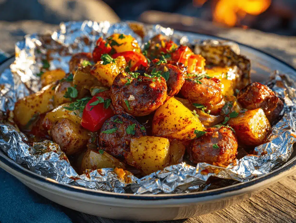 campfire foil packet casserole preparation steps