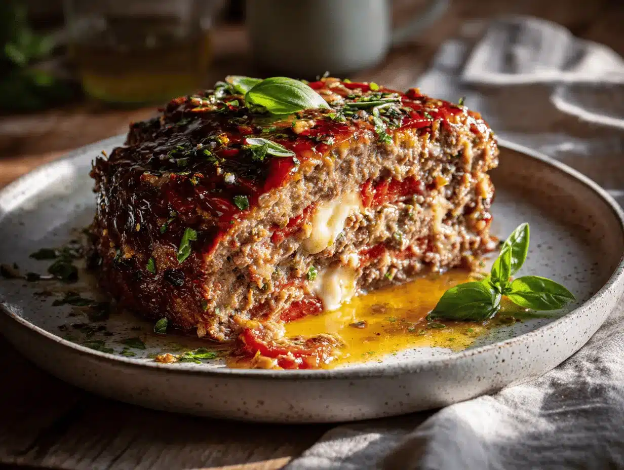 Caprese stuffed meatloaf preparation steps