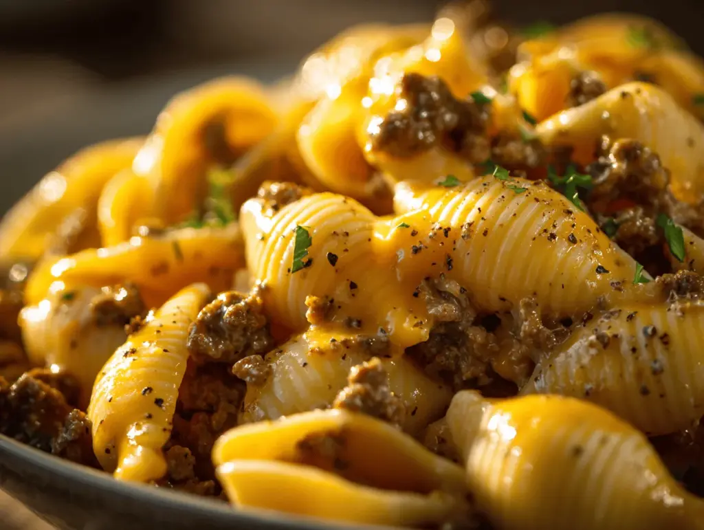 Crockpot Cheesy Ranch Beef Pasta Shells - featured image