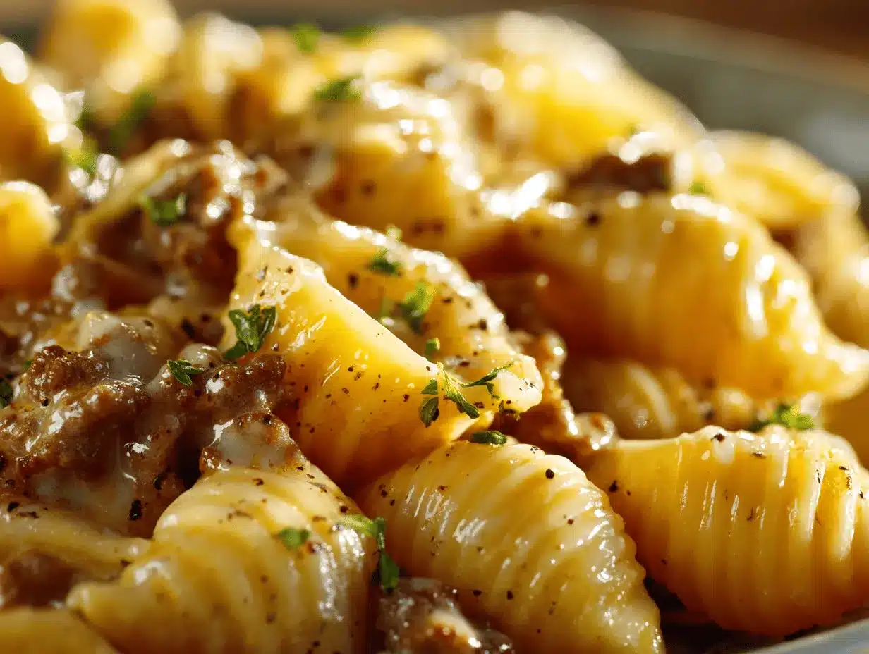 Crockpot Cheesy Ranch Beef Pasta Shells preparation steps