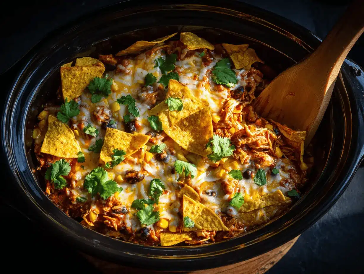 crockpot chicken enchilada casserole preparation steps