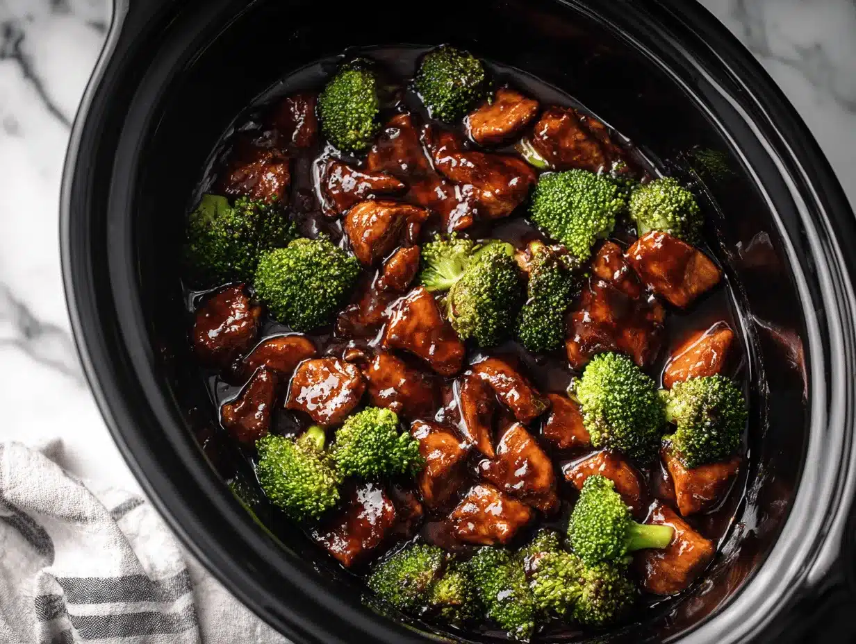 Crockpot Honey Garlic Teriyaki Chicken and Broccoli preparation steps