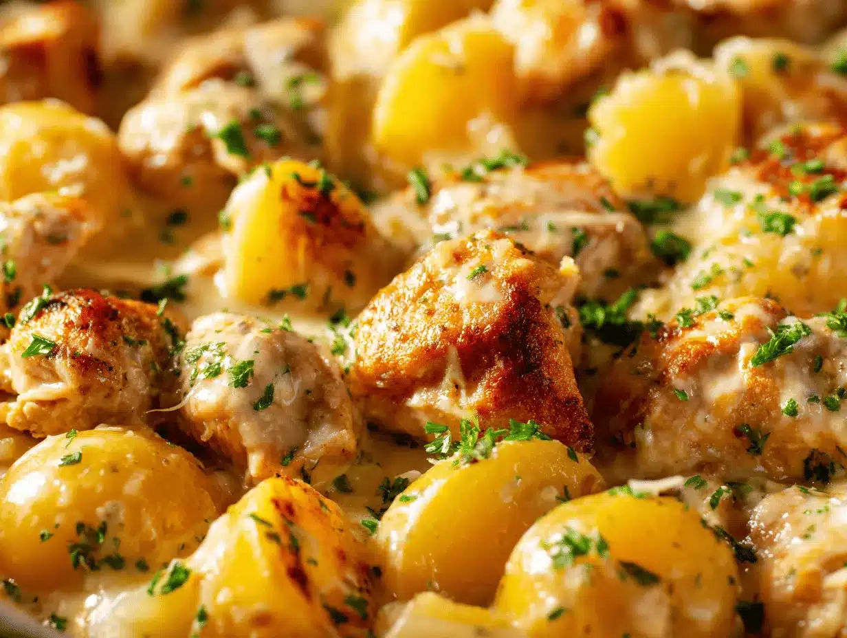 Garlic Parmesan Crockpot Chicken and Potatoes preparation steps