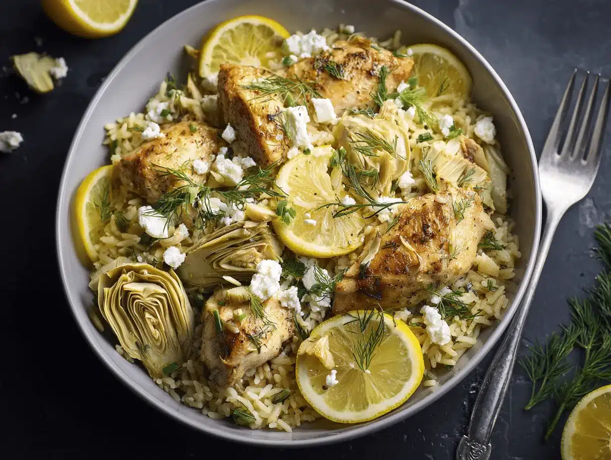 Greek lemon chicken and rice preparation steps