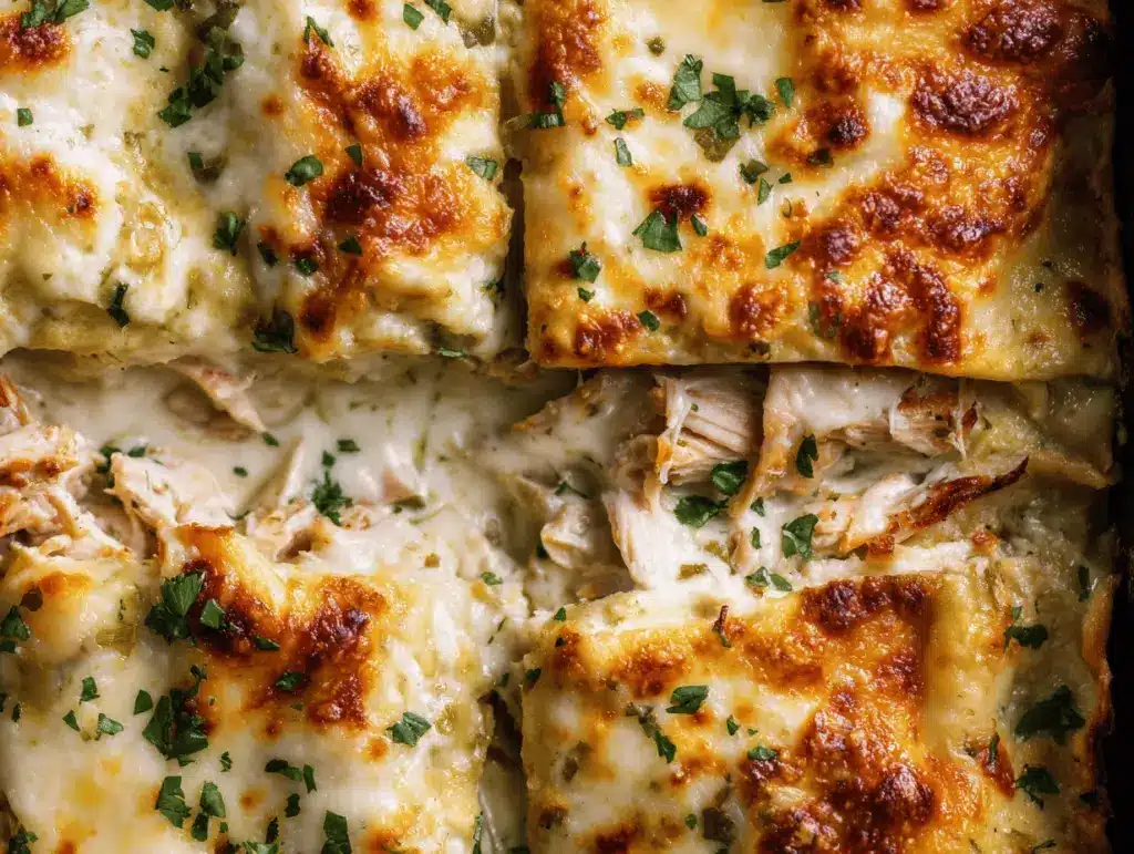 green chile chicken enchilada lasagna - featured image