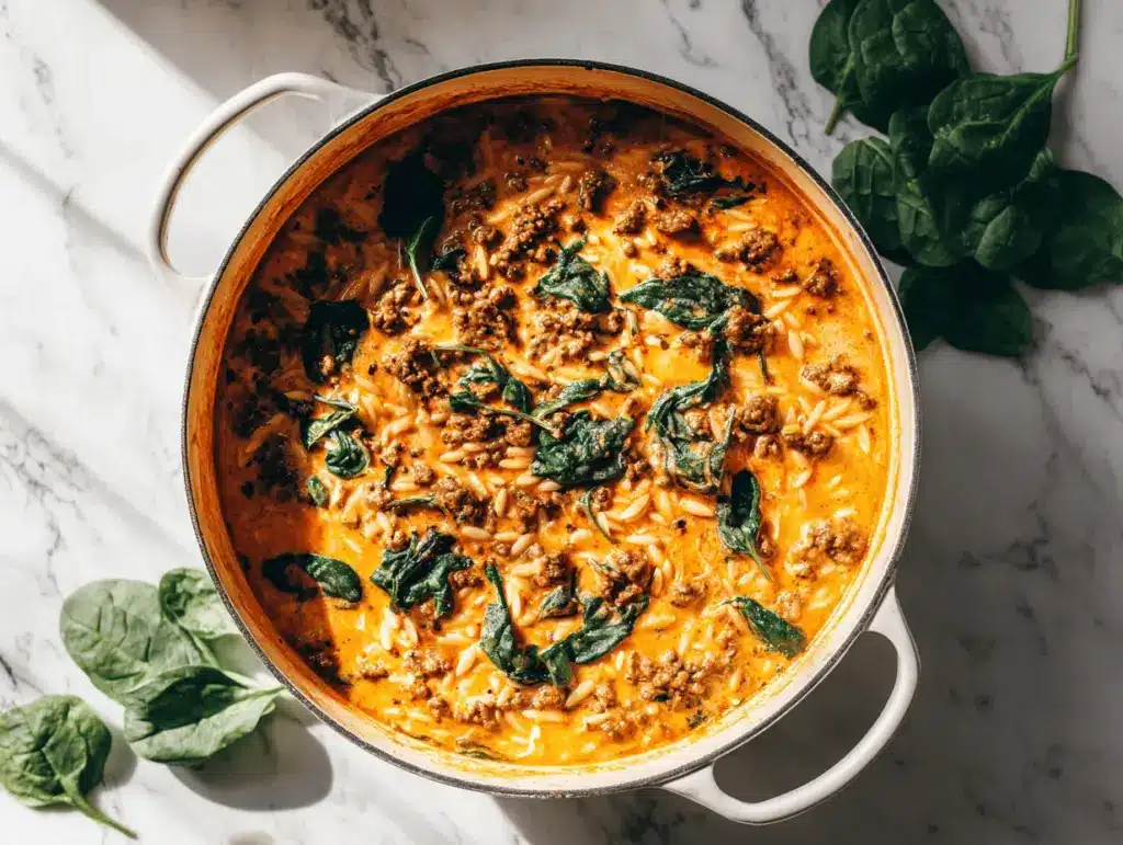 ground beef orzo - featured image