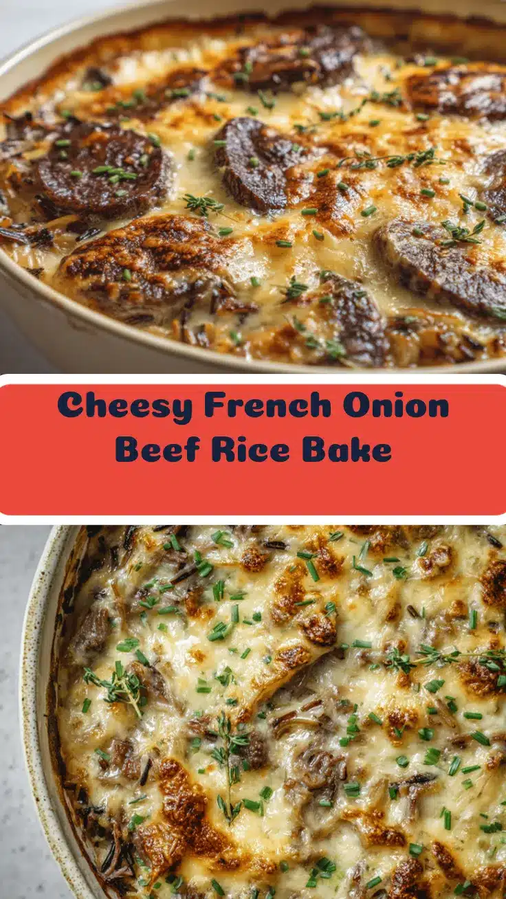 Gruyère French Onion Beef and Wild Rice Gratin recipe