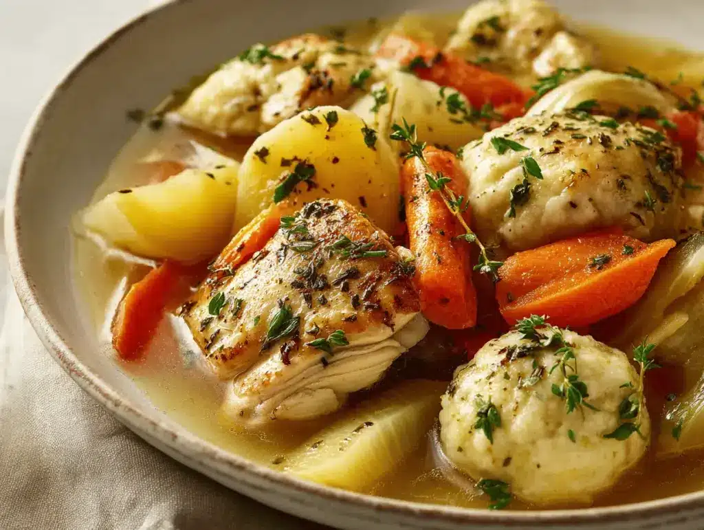 herbed chicken and dumplings - featured image