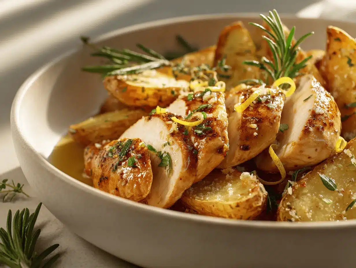 lemon garlic chicken with parmesan potatoes preparation steps