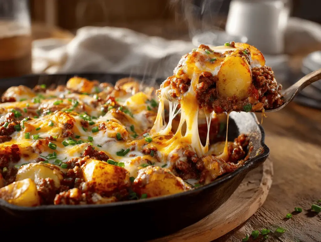 loaded potato skillet with beef - featured image