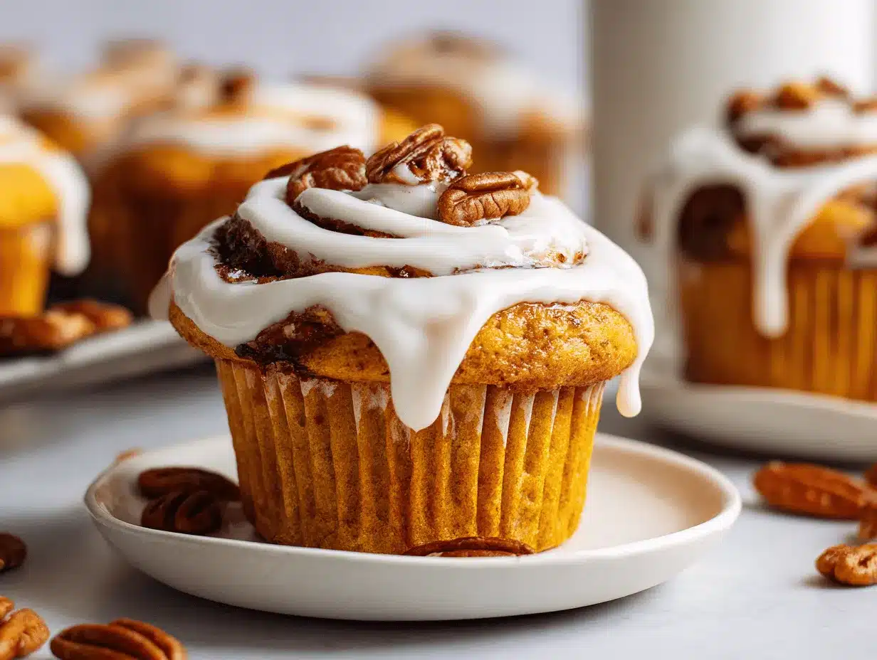 maple pecan pumpkin cinnamon roll muffins preparation steps