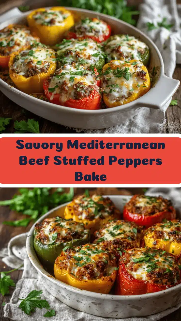 Mediterranean beef and rice stuffed peppers recipe