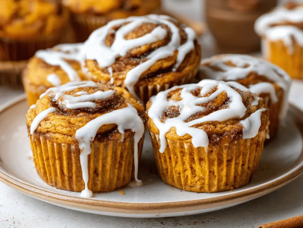 pumpkin cinnamon roll muffins - featured image