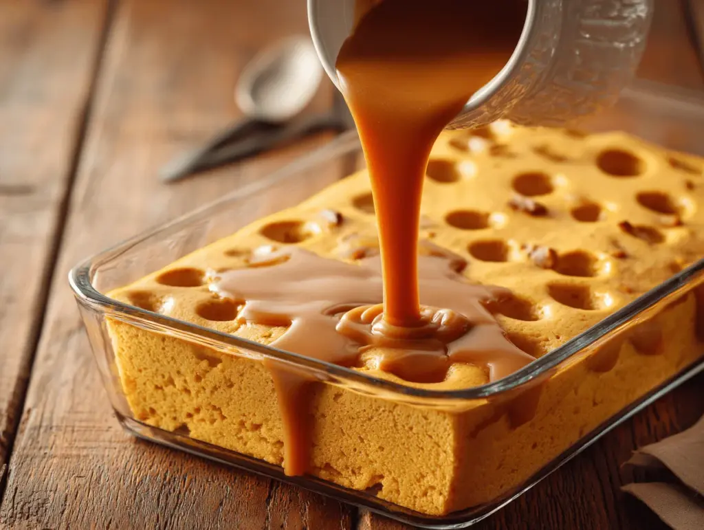 pumpkin spice poke cake - featured image