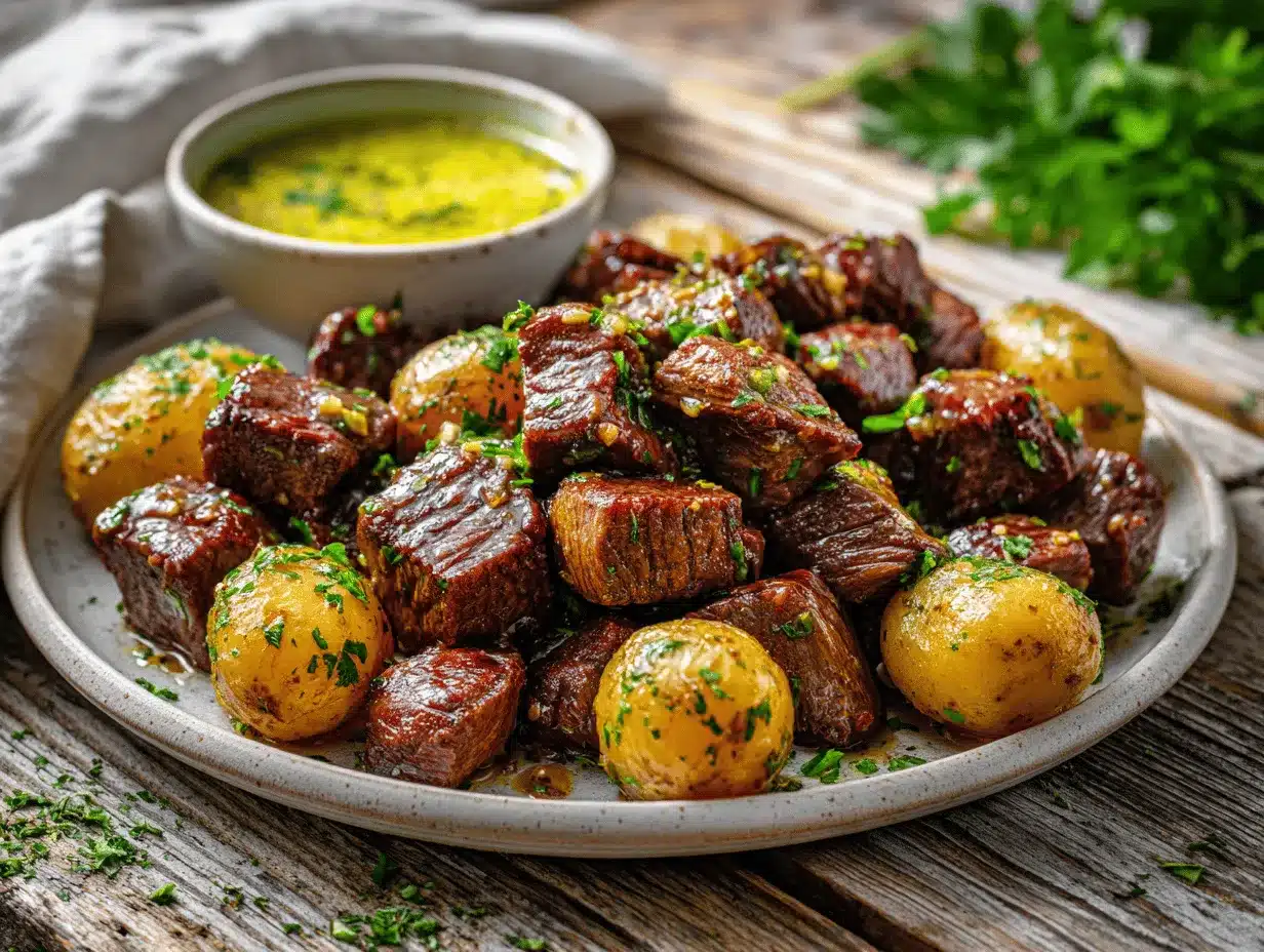 slow cooker garlic butter beef bites preparation steps