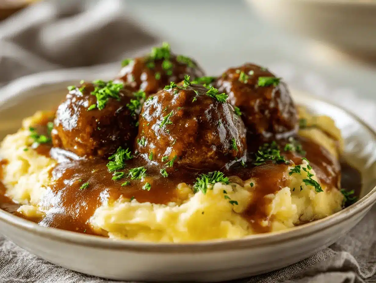 slow cooker Salisbury steak meatballs preparation steps